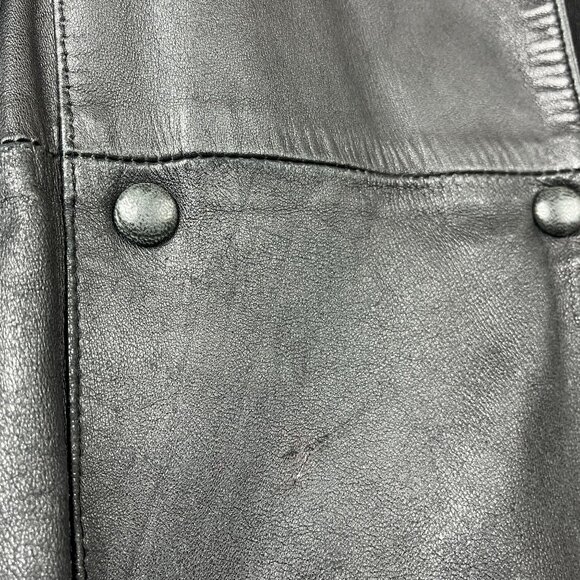 Vintage Leather Double Breast Longline‎ Coat Unisex XL Slouchy Distressed Baggy - Picture 14 of 16